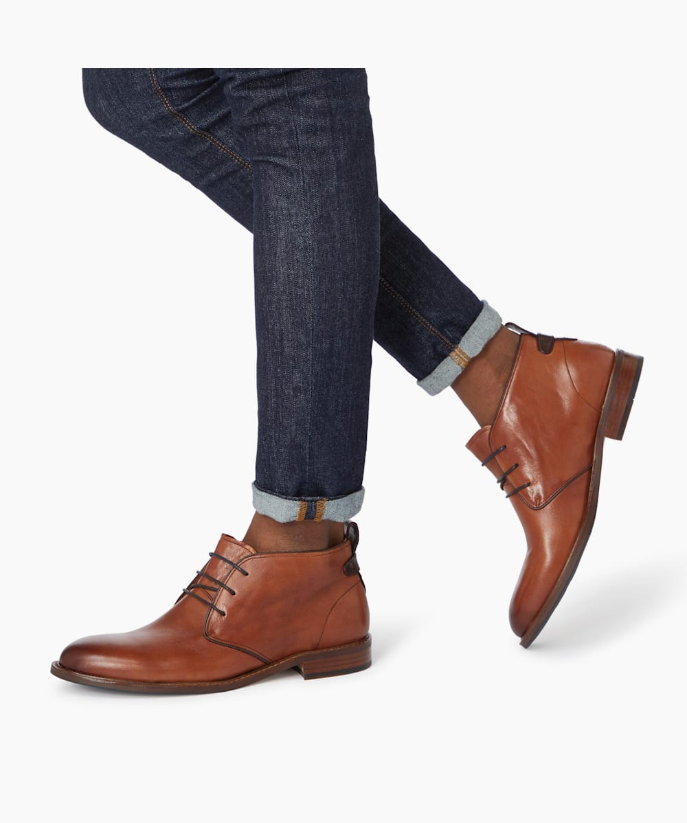 Mens distressed ankle on sale boots