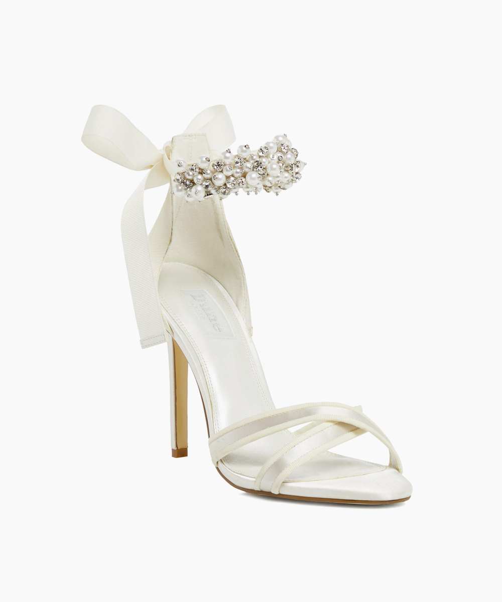 Martine Ivory Embellished Ankle Strap Wedding Shoes Dune London