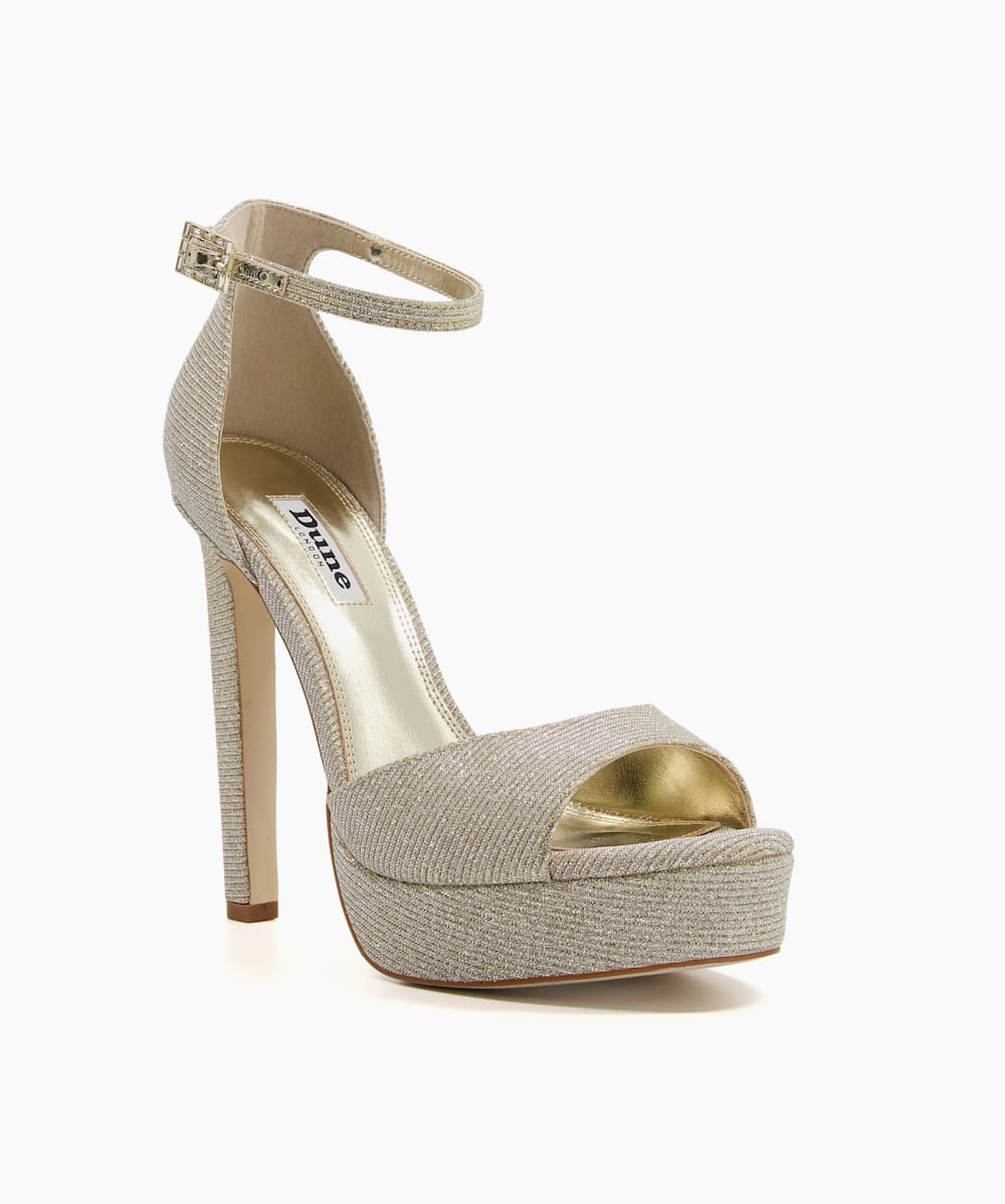 Mascot Gold Peep Toe Platform Heels Dune London