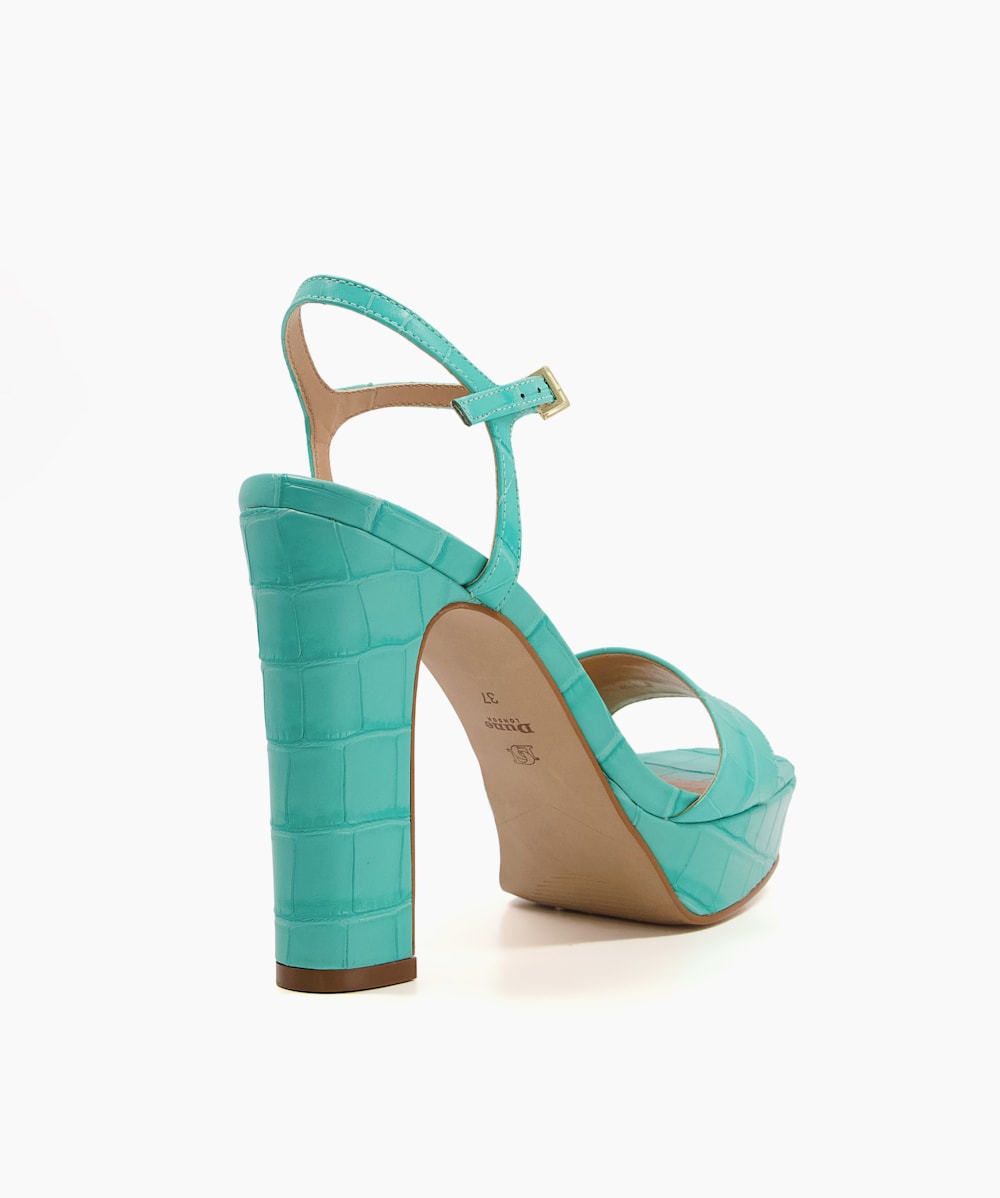 Matche Turquoise Strappy Platform Heel Sandals Dune London