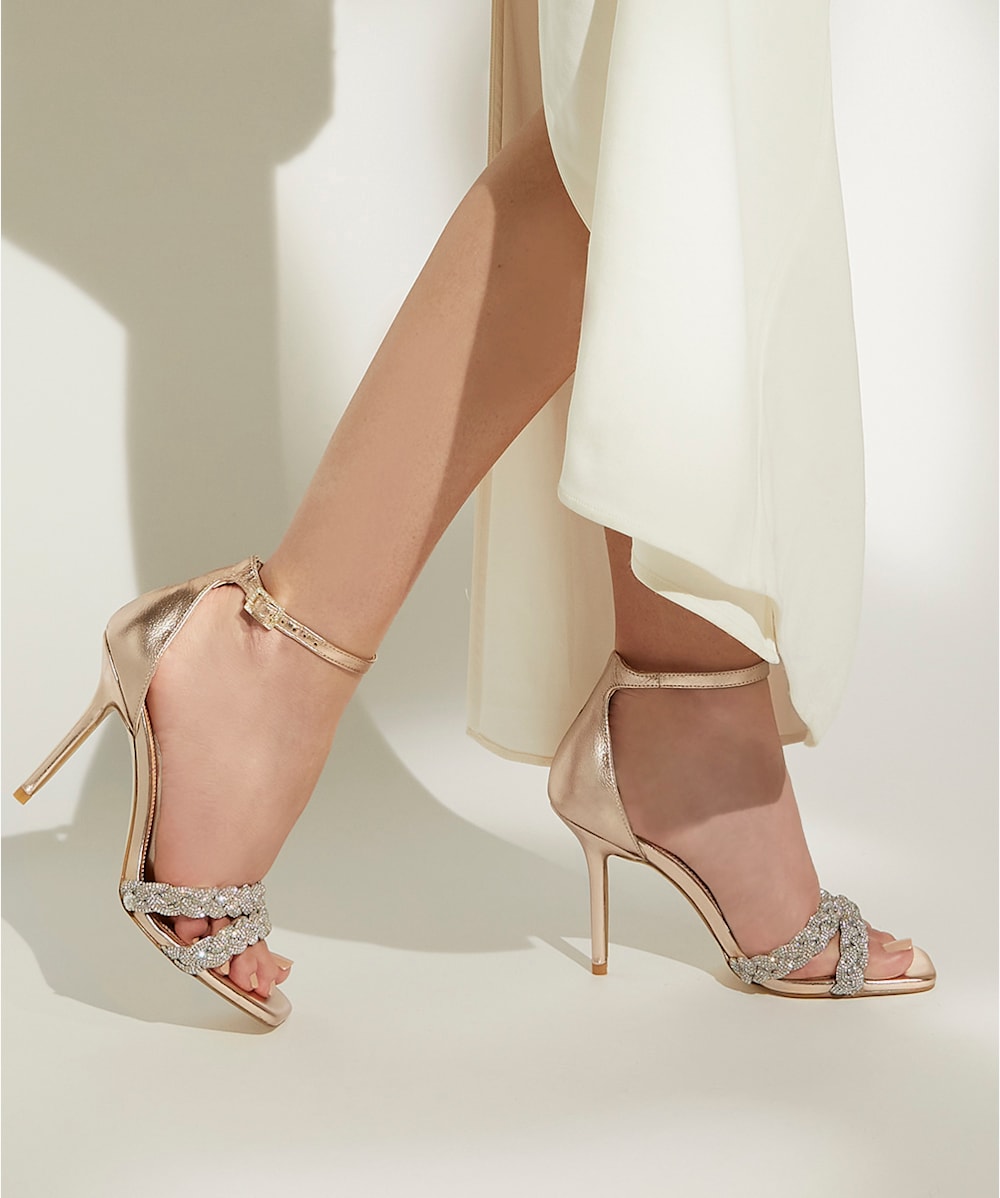 Dune strappy rose gold heeled sandal hot sale