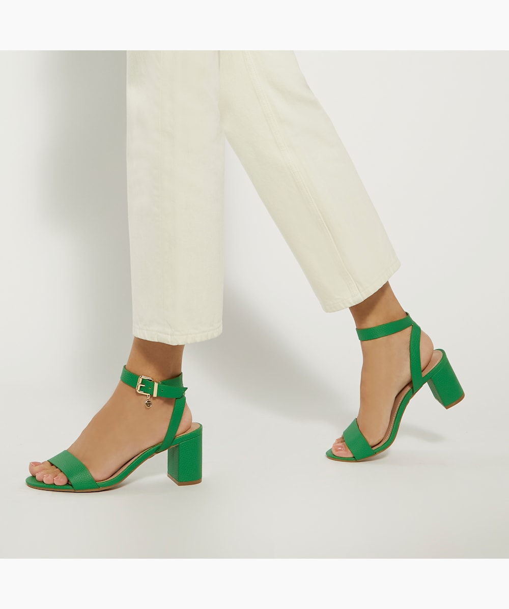 Green block heel sandals 2025
