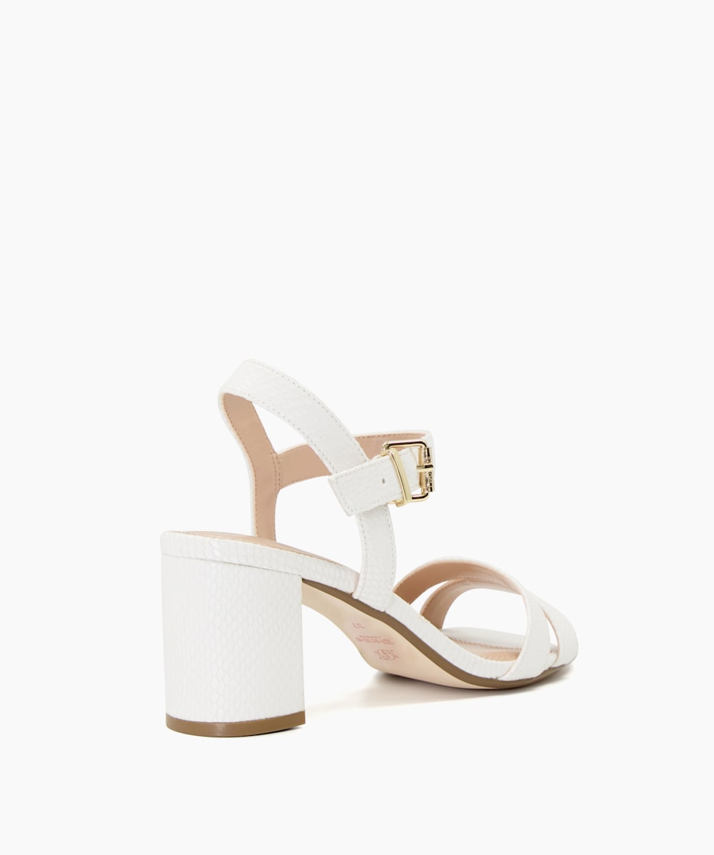 Merisa White Block Heeled Sandals Dune London