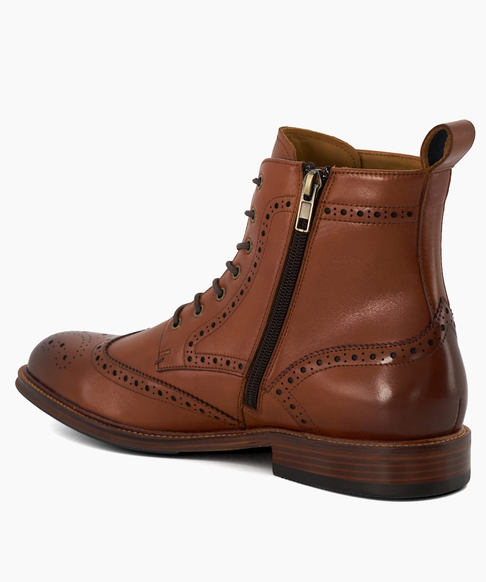 Dune brogue boots in tan sales