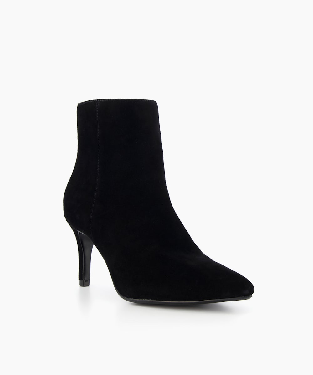 Obsessive 2 Black Suede Mid Heel Ankle Boots Dune London