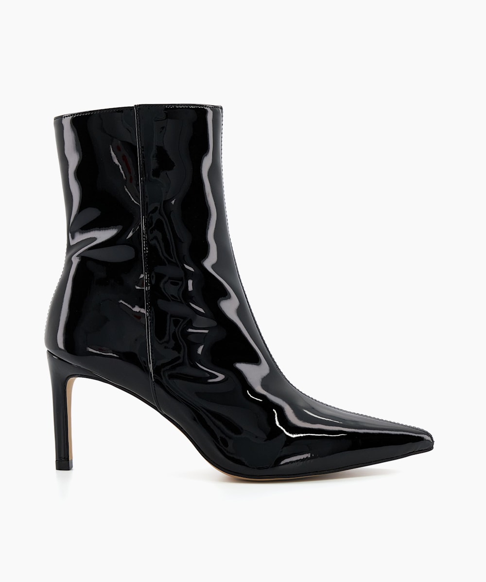 Olexi Black Patent Heeled Ankle Boots Dune London
