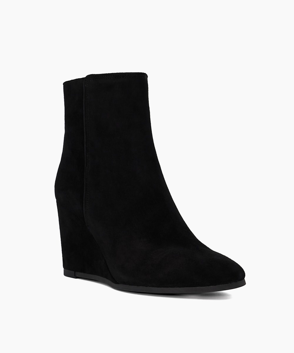 Optimism Black Black Suede Wedge Ankle Boots Dune London