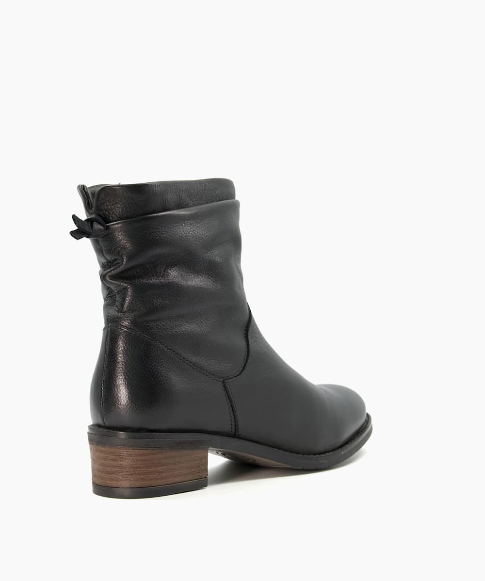 Pagerss Black Ruched Side Zip Ankle Boots Dune London