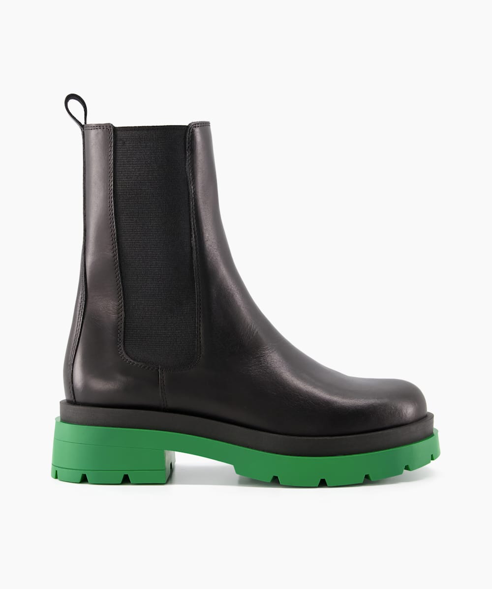 Palmz Black Green Sole Leather Chelsea Boots Dune London