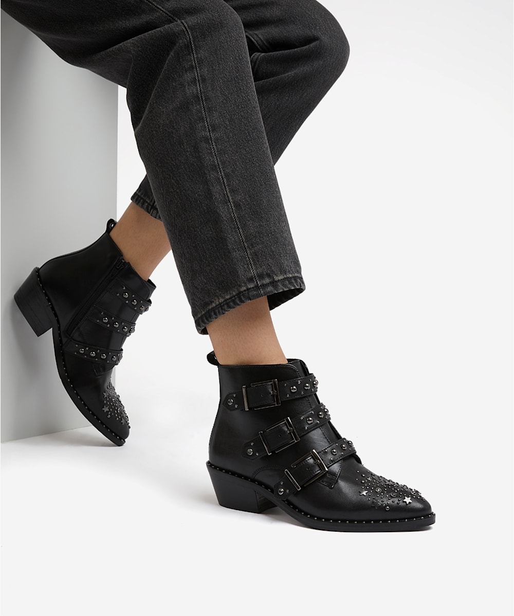 Grey studded discount ankle boots