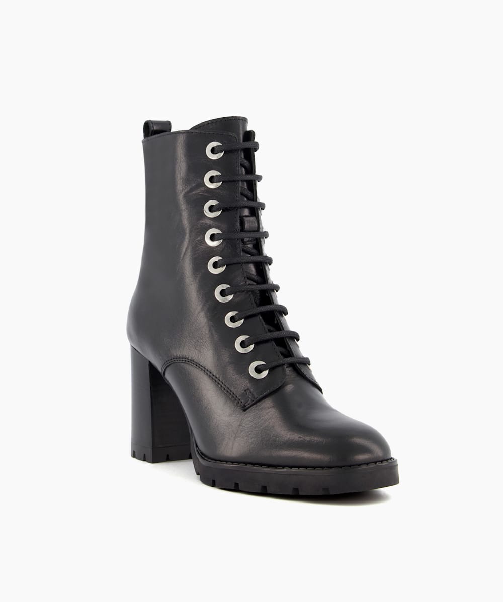 Block heel lace 2025 up biker boots