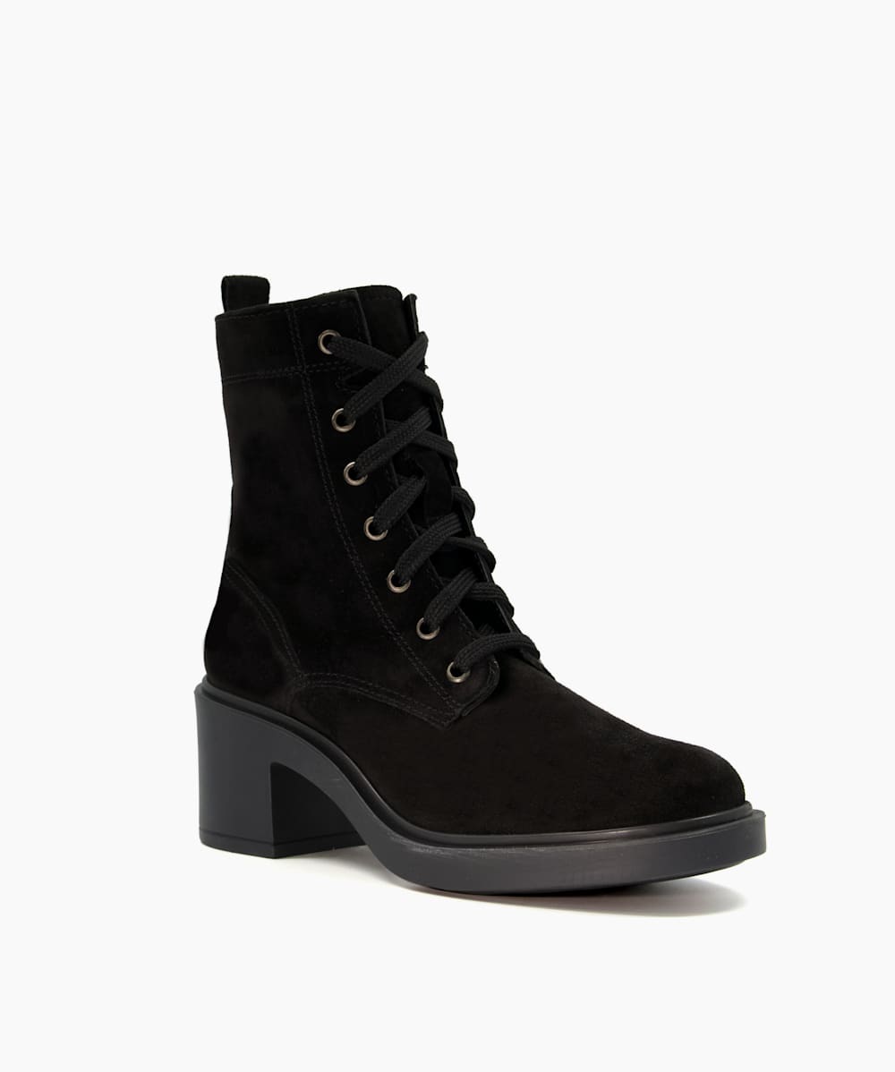 Pastel Noir Bottes lacets en daim talon carr Dune London