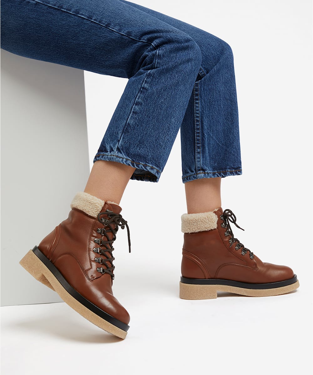 Pattons Tan Warm Lined Leather Hiking Boots Dune London