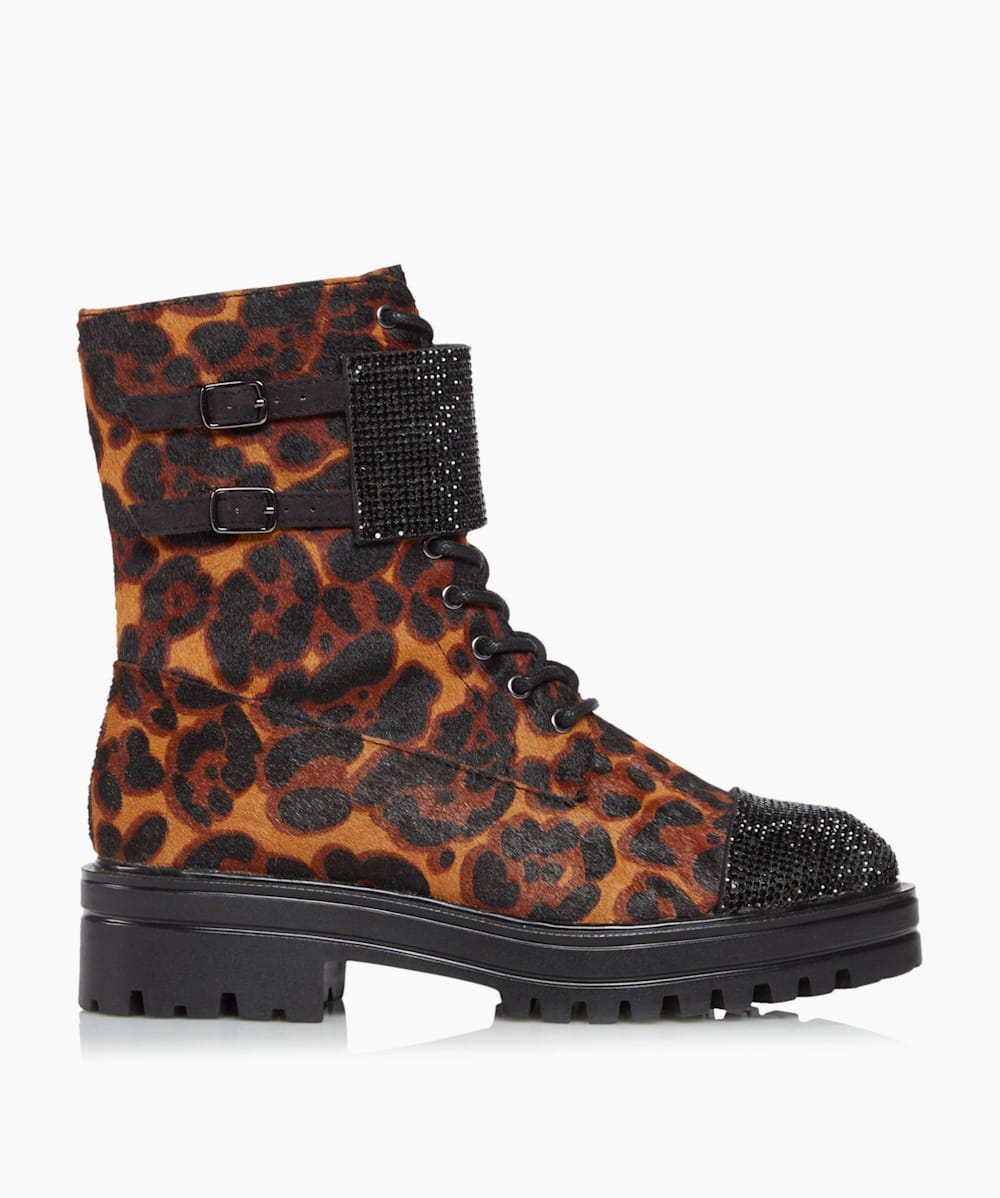 Leopard biker sales boots