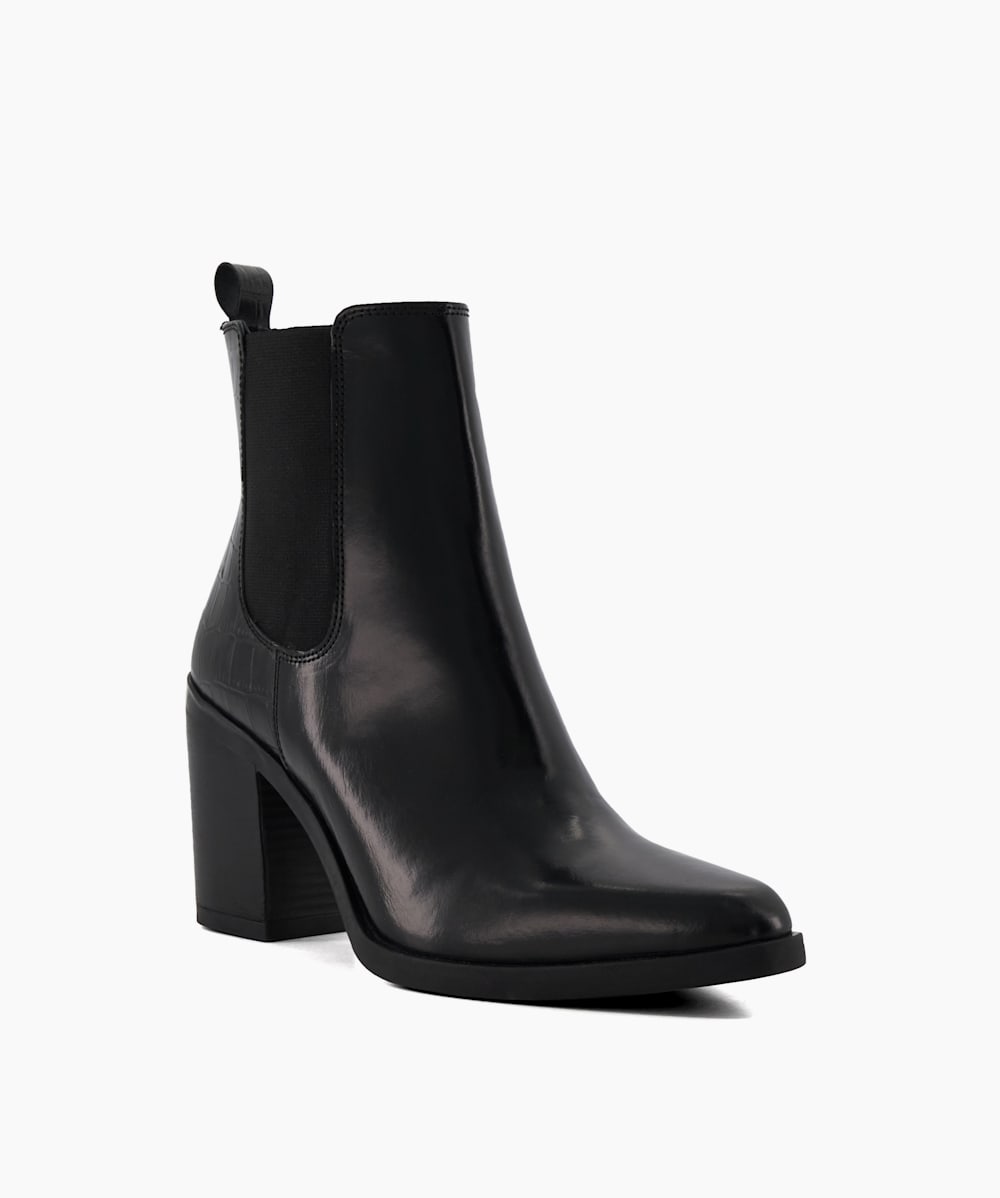 Black croc heeled ankle boots new arrivals