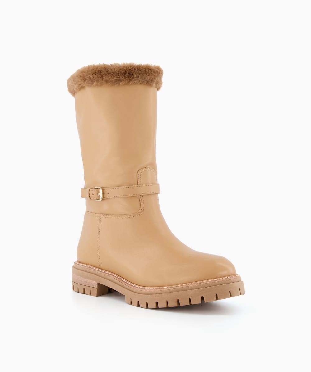 Calf length fur lined boots discount