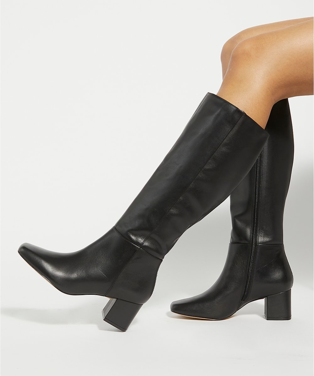 Dune leather knee high boots hotsell