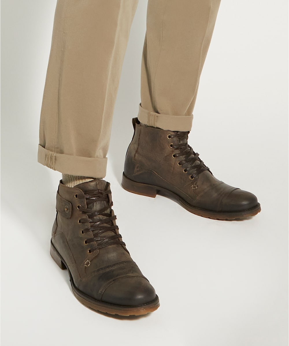 Simon Dark Brown Casual Leather Lace Up Boots Dune London
