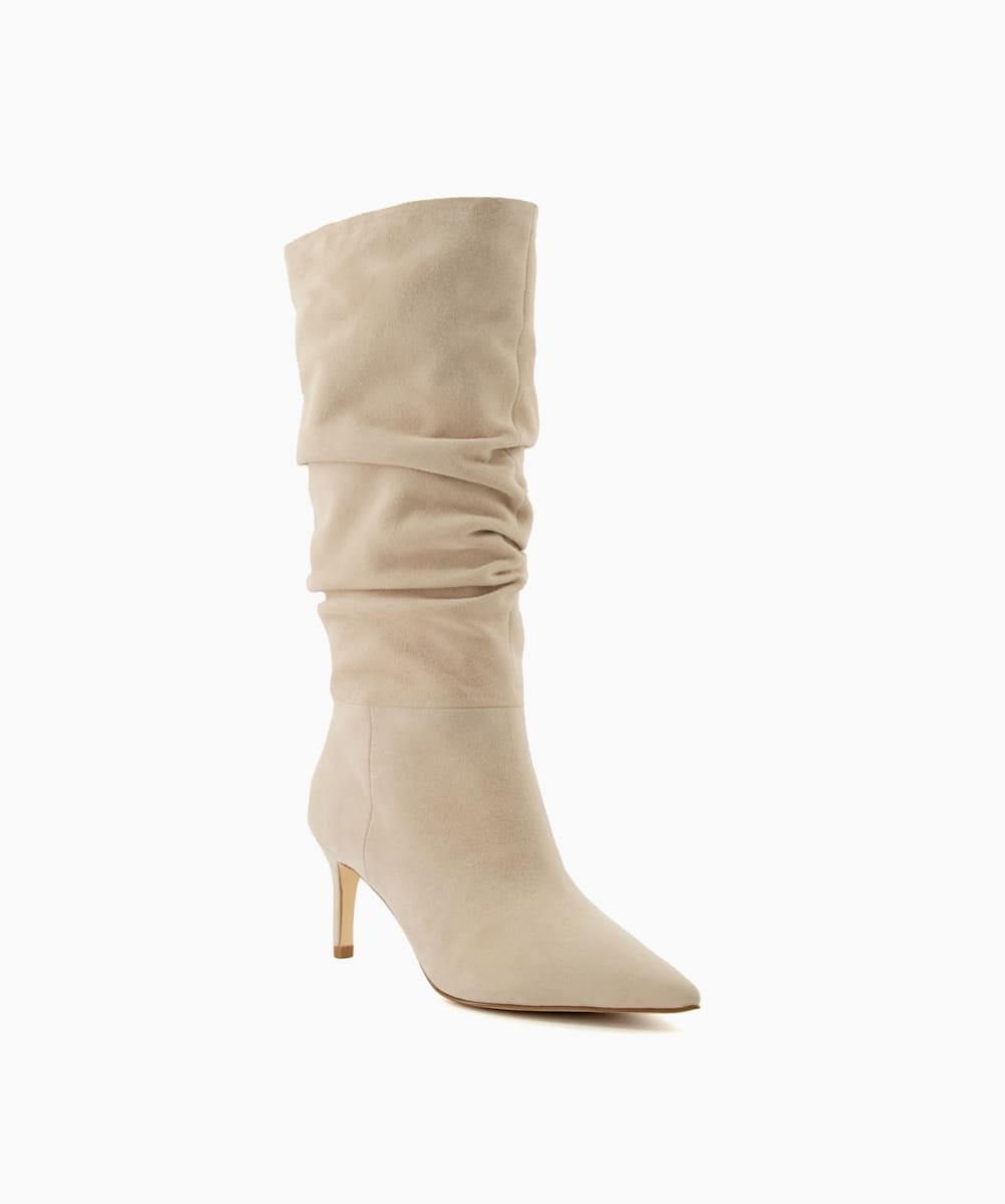 Beige suede slouch boots sale