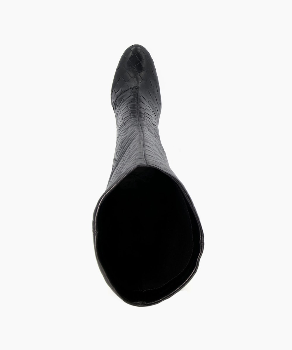 Sonoma Black Woven Leather Knee High Boots Dune London