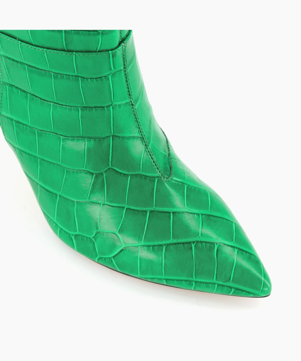 Spice Green Pointed Stiletto Knee High Heeled Boots Dune London