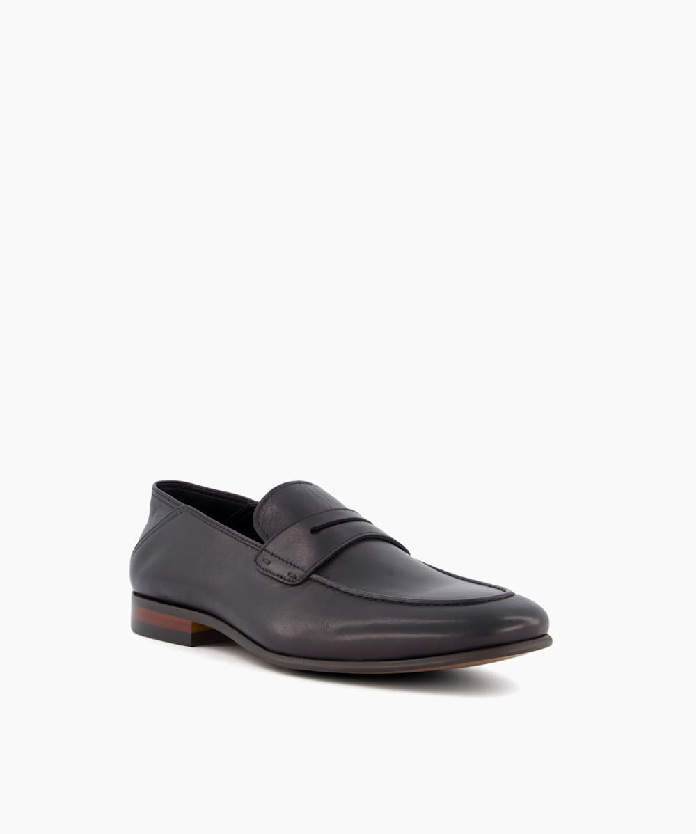 Sync Black Crush Back Heel Penny Loafer Dune London