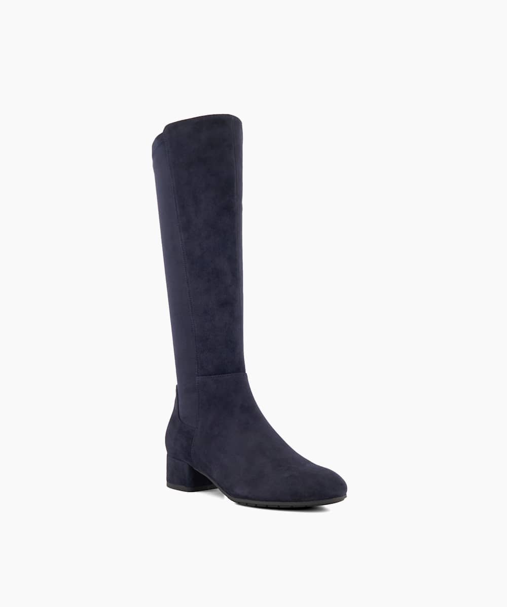 Navy knee high shop suede boots