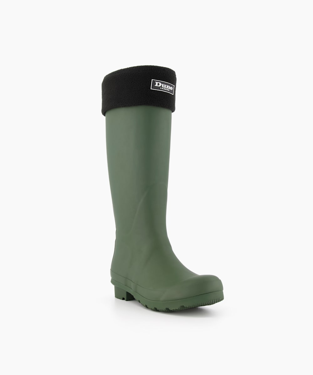 Green hunter boots with socks top