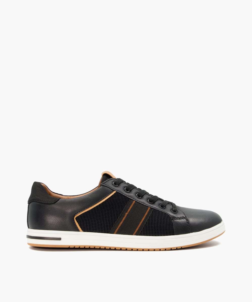 True Black Stripe Panel Trainers Dune London