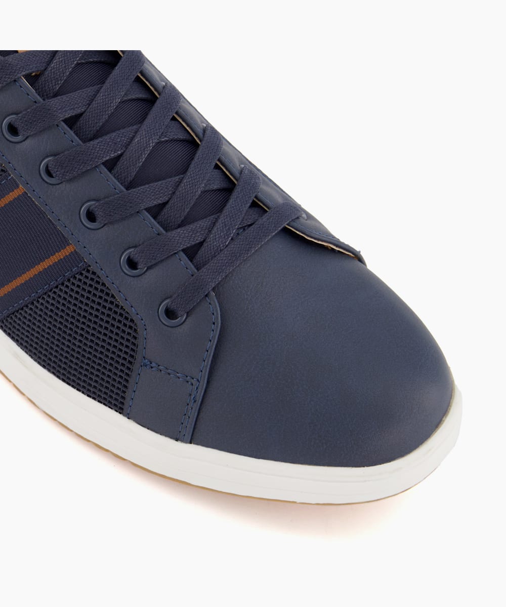 True Navy Stripe Panel Trainers Dune London