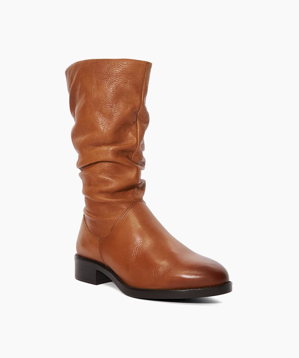 Tan calf length boots cheap