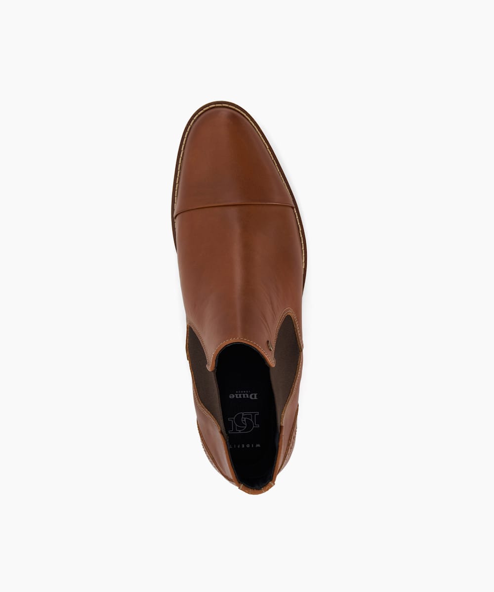 Chilean Tan Wide Fit Toe Cap Leather Chelsea Boots Dune London