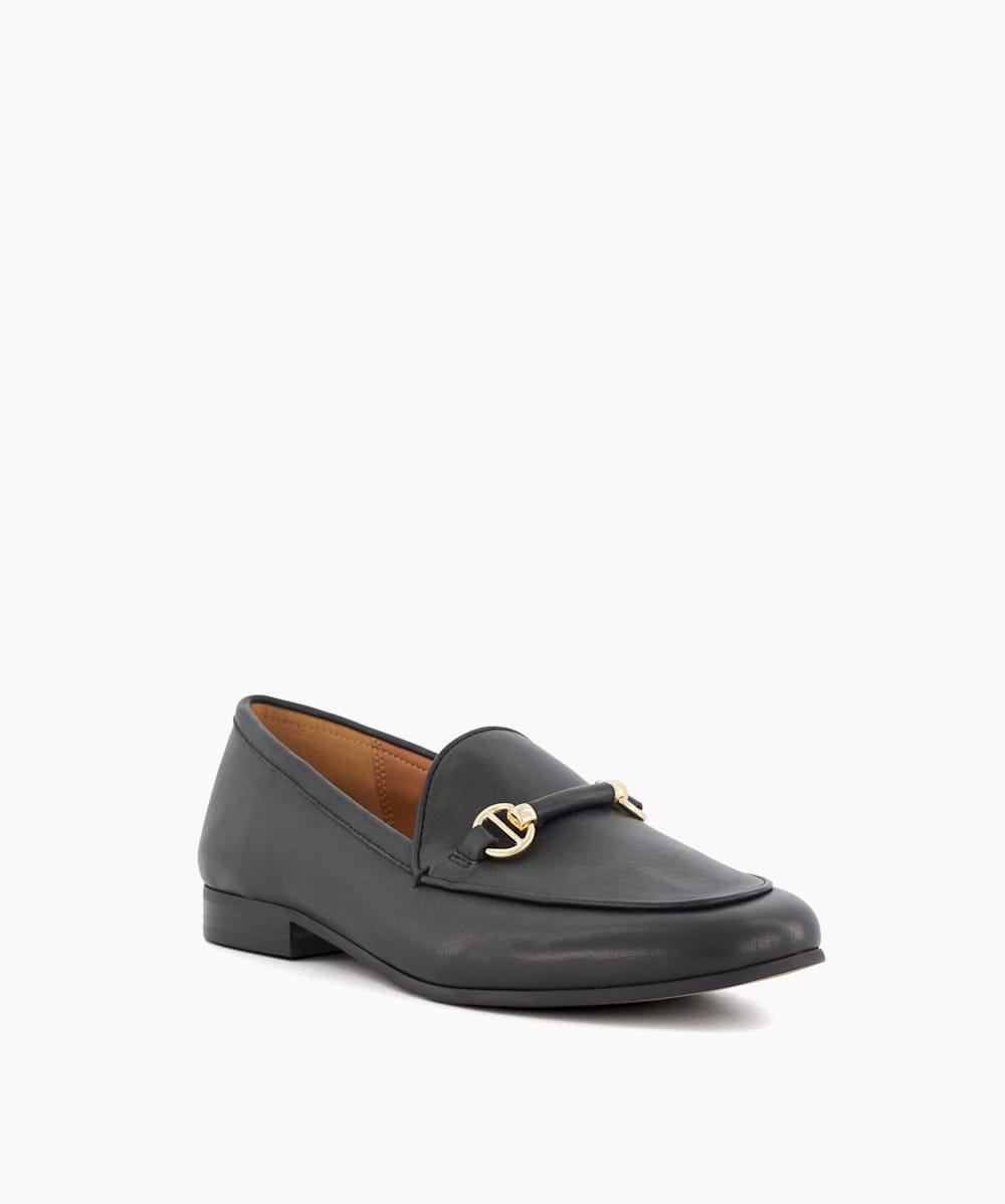 Grandeur Noir Mocassins mors coupe large Dune London