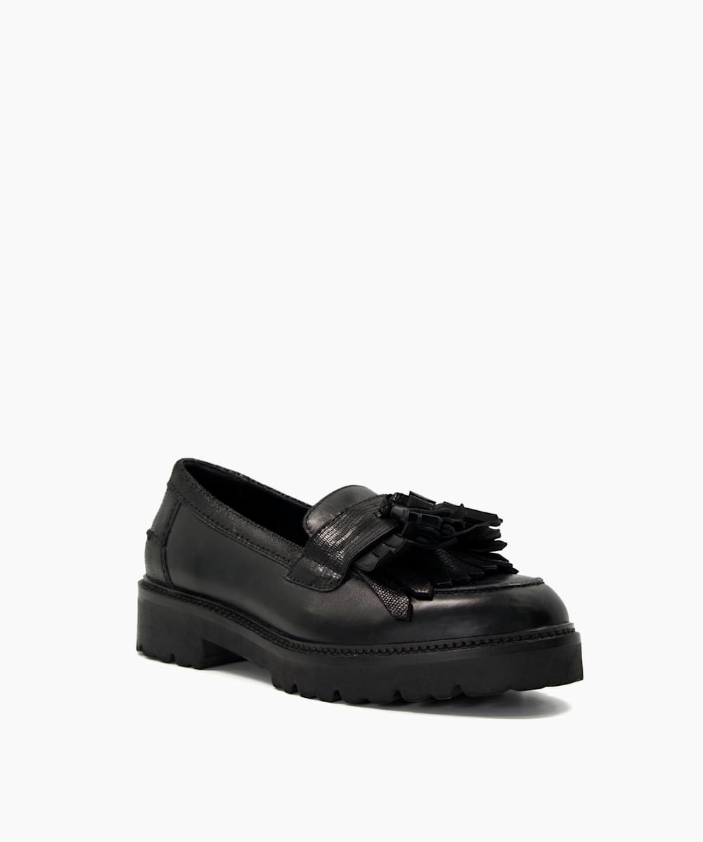 Wide fit top leather loafers womens