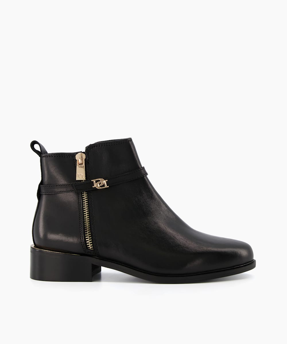 Black ankle boots gold zip online