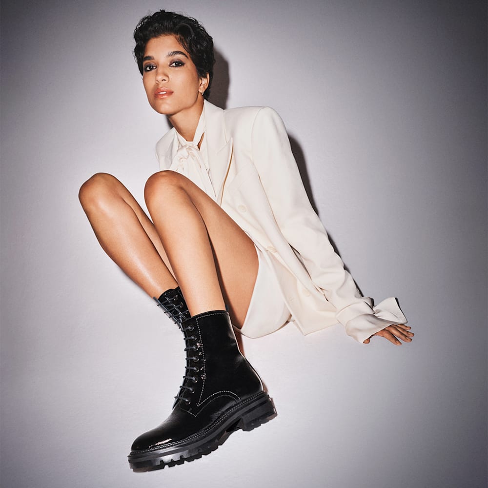 Model wearing our Press boots 