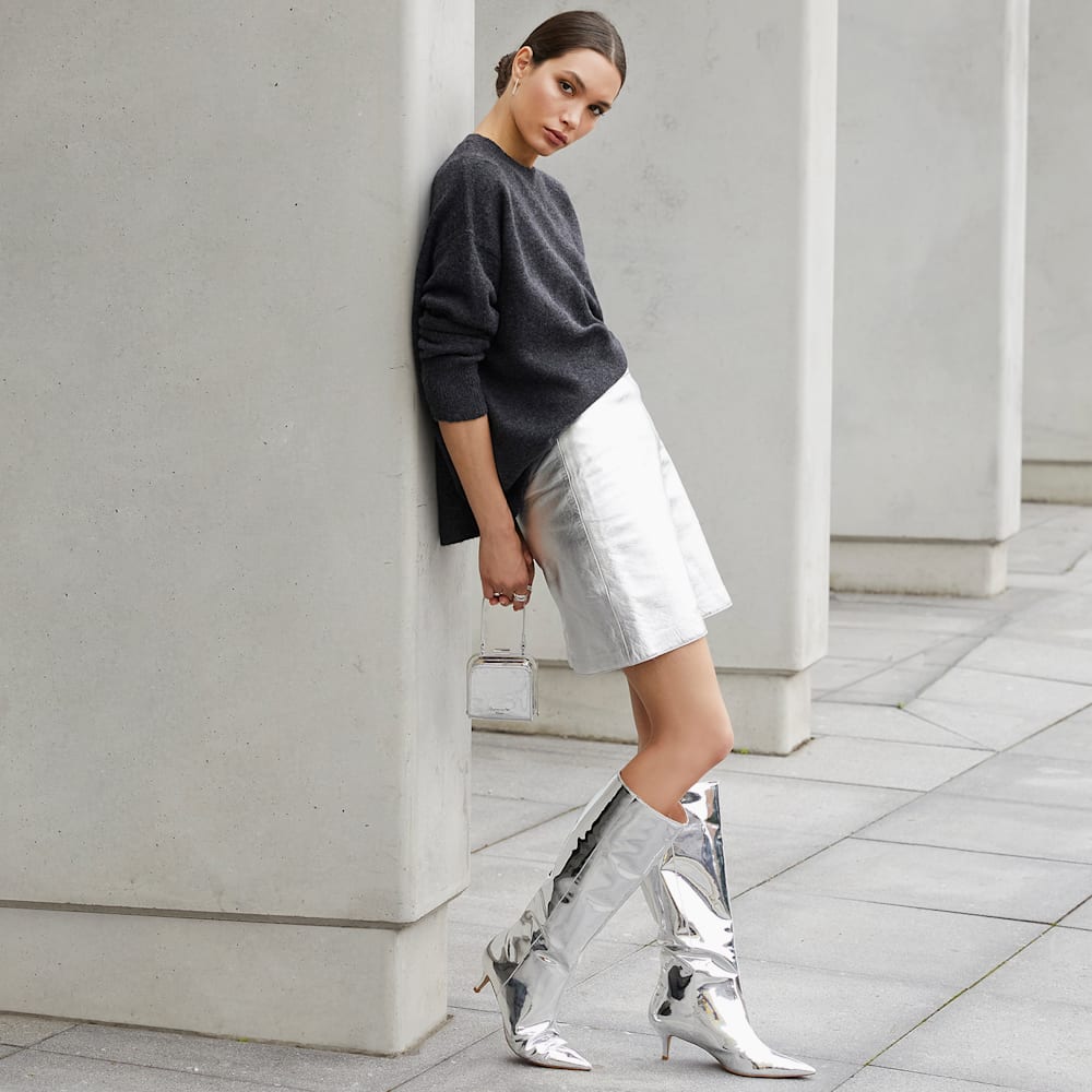 Silver boot shoes sale