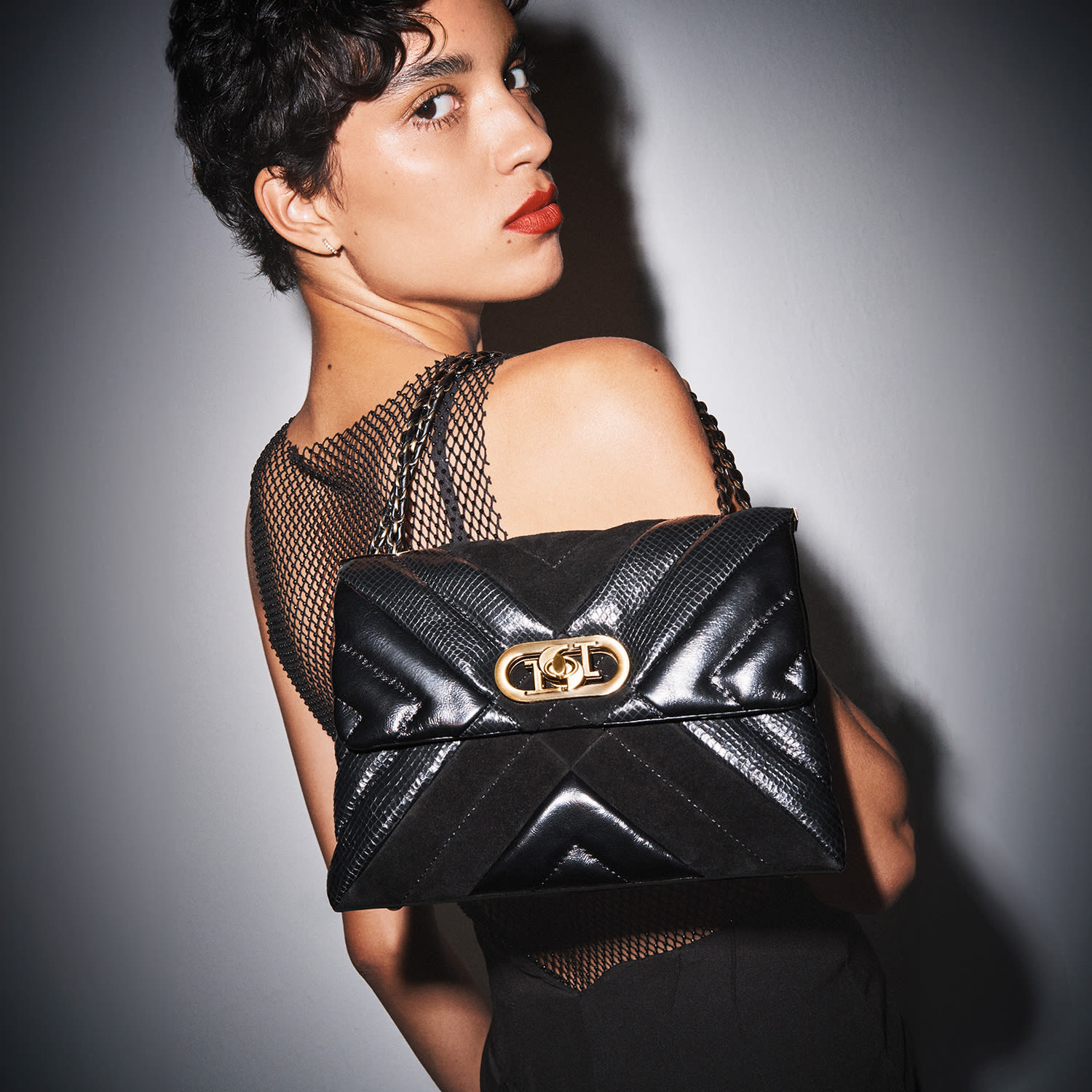 Model with our Regent bag in black