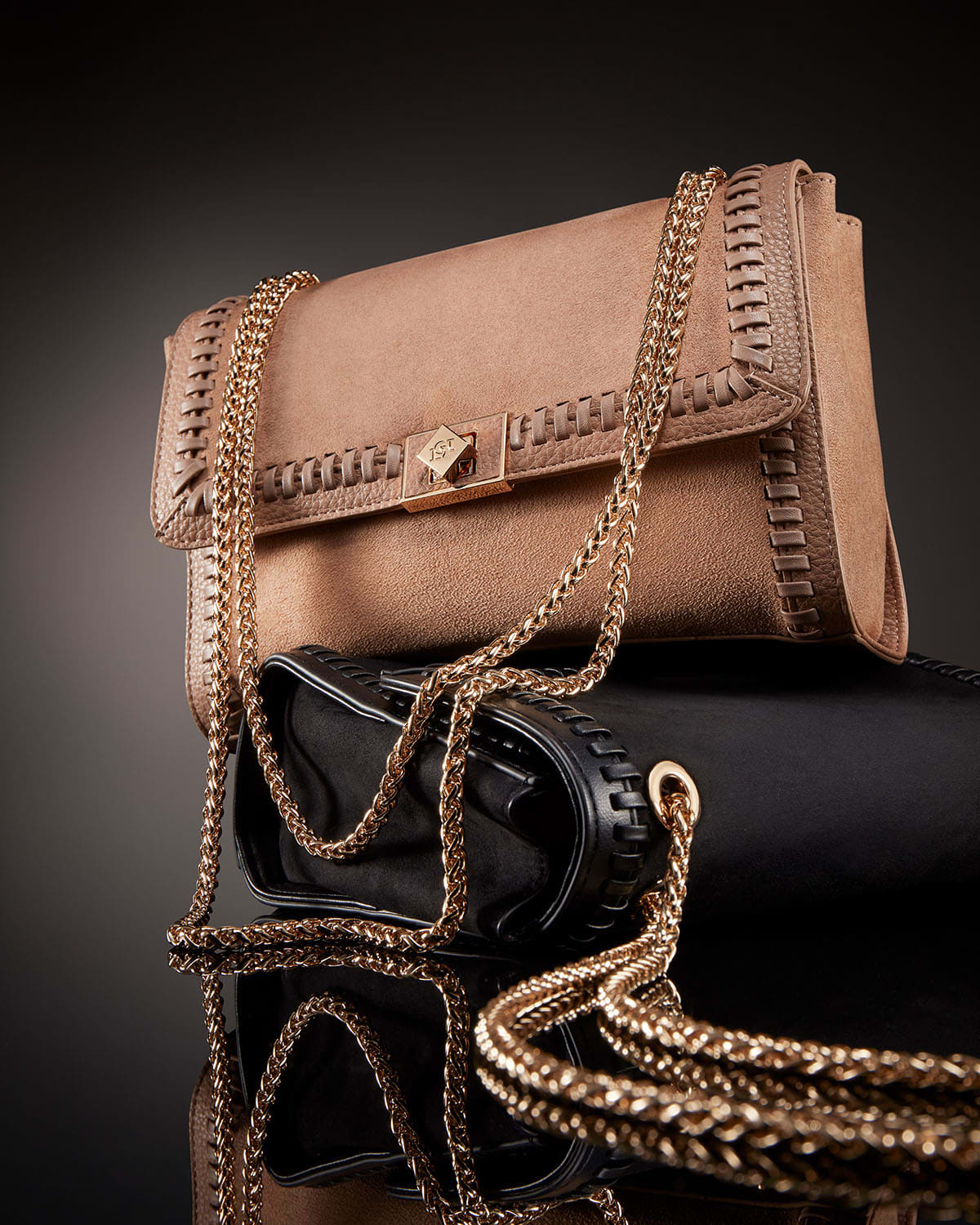 Dune London AW24 Collection Bag Trends Diligently in black and in camel