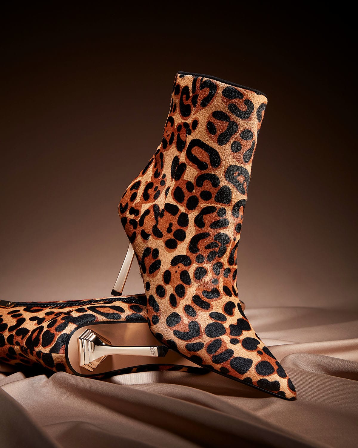 Dune London AW24 Collection Leopard print trend Olara leopard ankle boot with gold heel