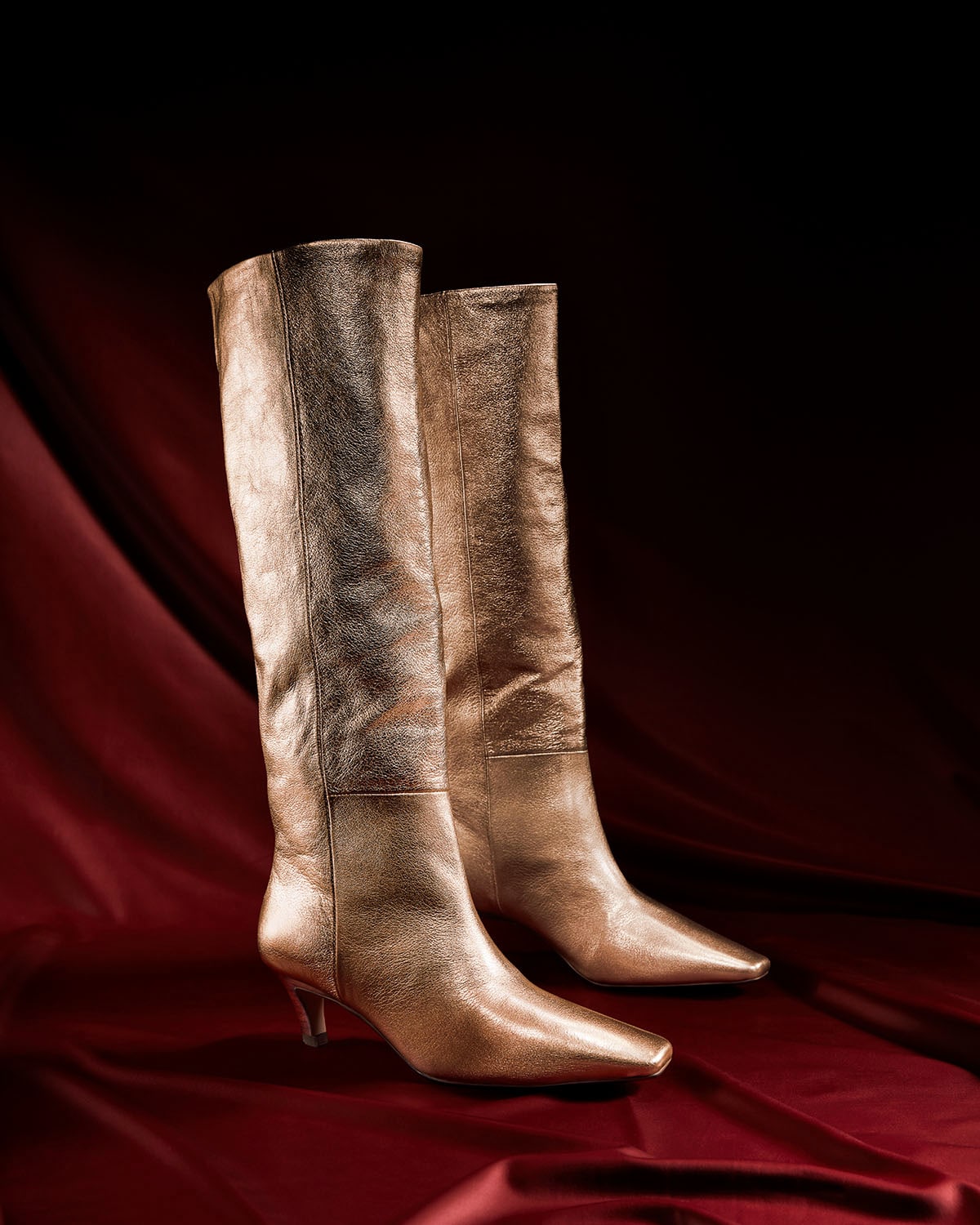 Dune London AW24 Boots Collection comma heel knee high Slink in bronze