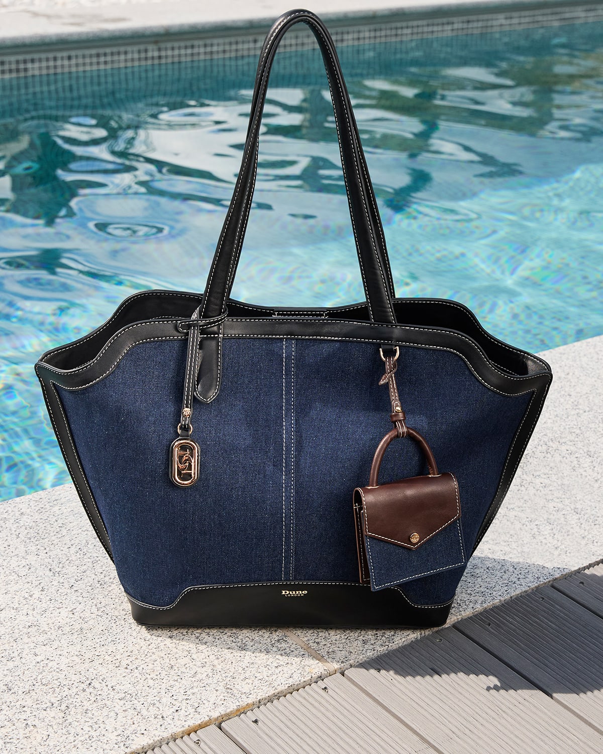 Dune London SS24 Decided tote in denim