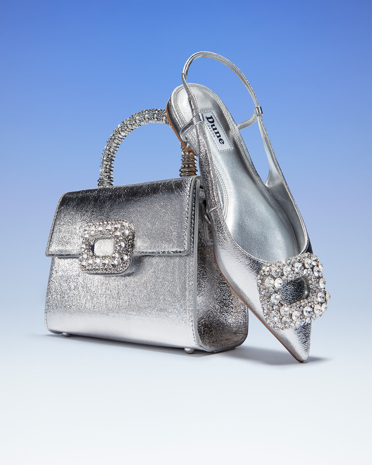 Dune silver shoes and bag sale