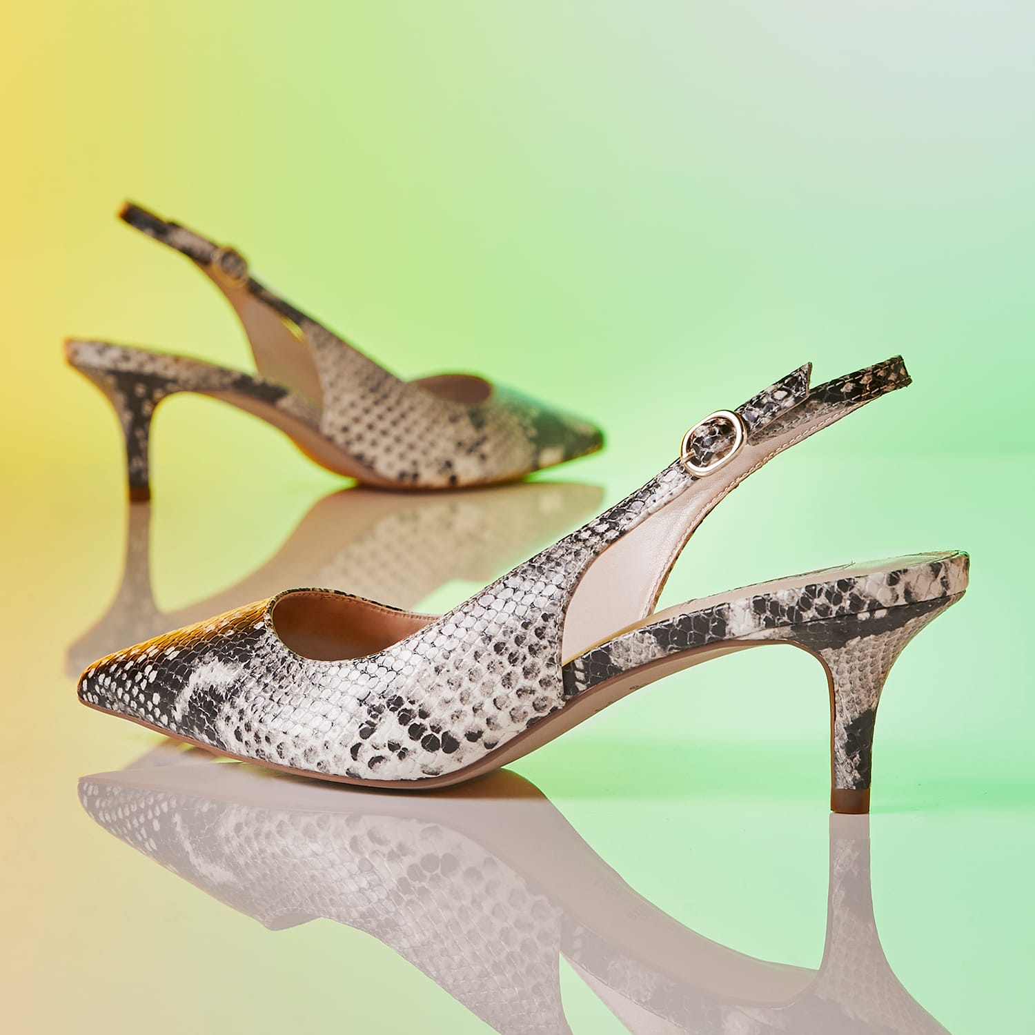 Dune London Trending Snake-Effect Celini Kitten heels