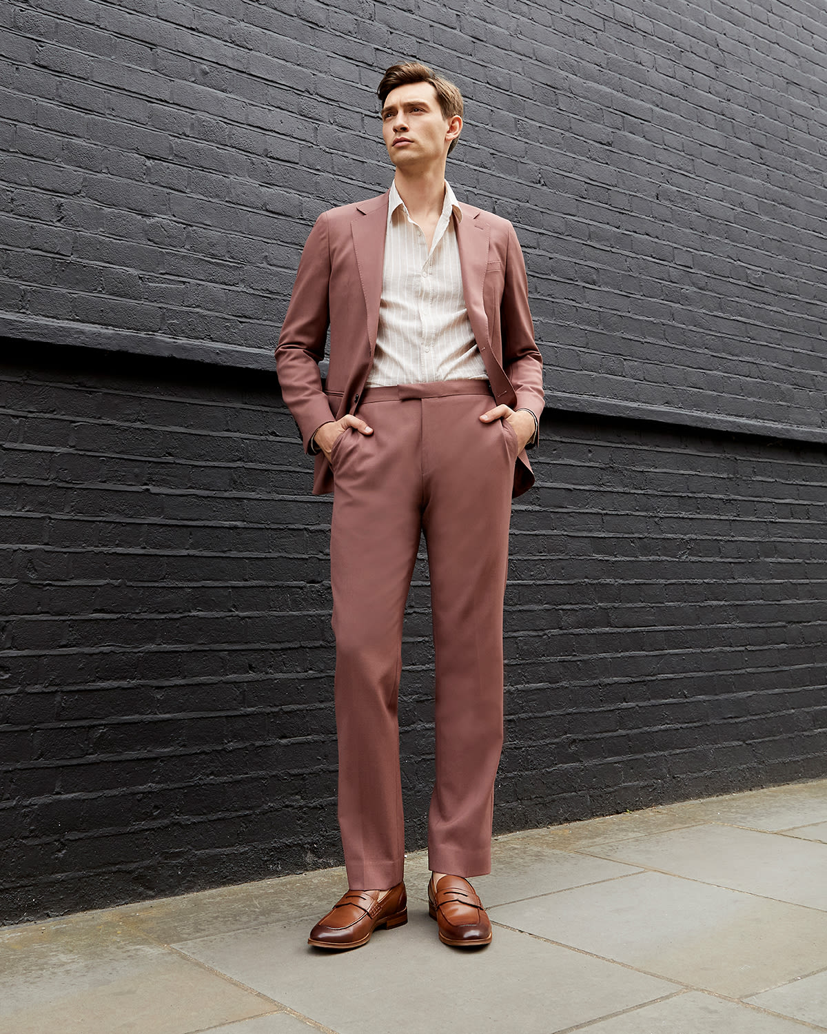 Model wearing our Sulli men's tan loafers