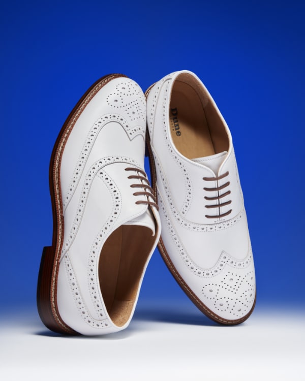 Men's white leather brogues