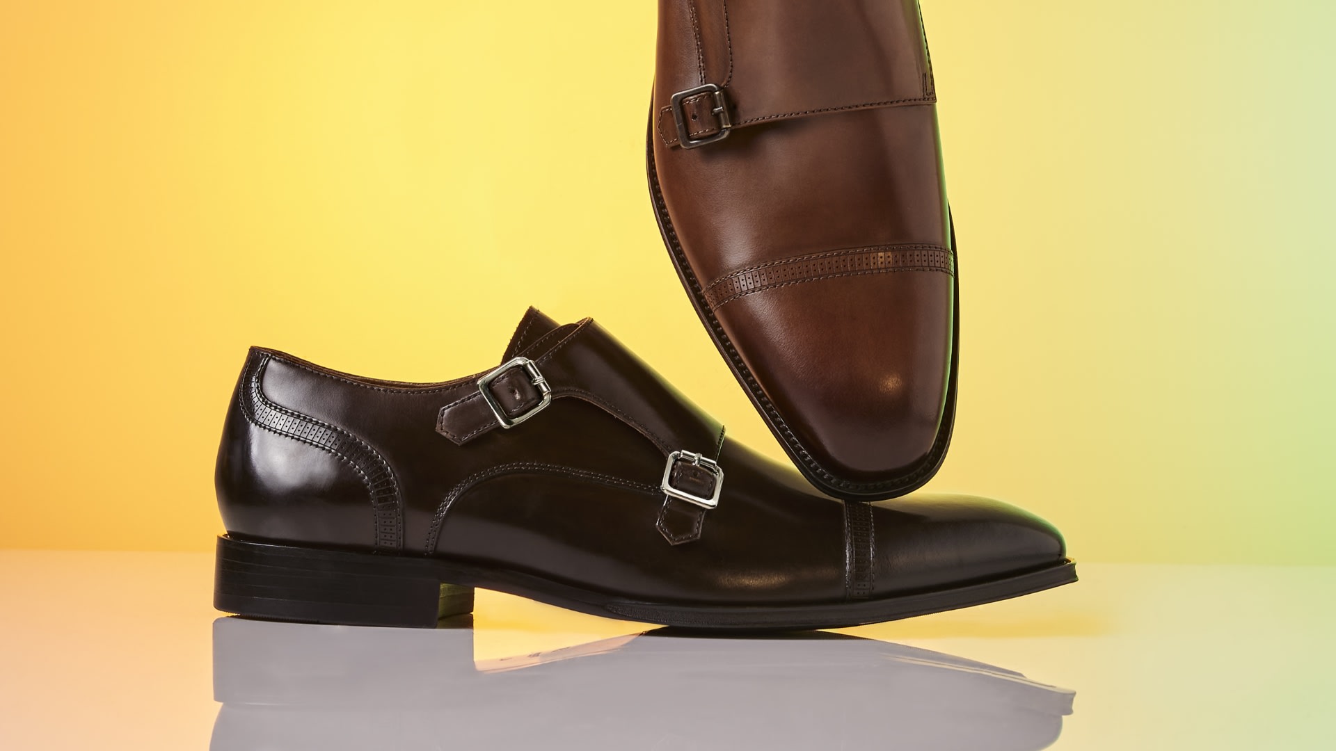 Men's smart leather monk shoes