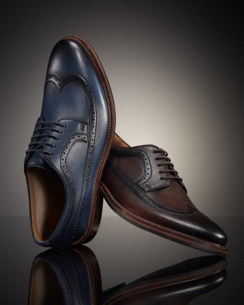 men's smart brogues in brown and navy leather