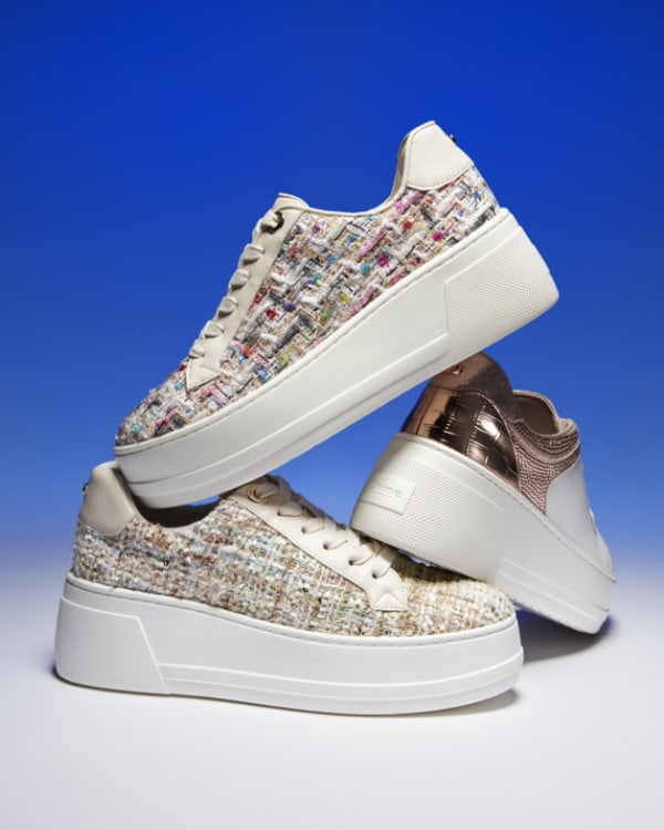 Women's platform trainers in multicoloured boucle