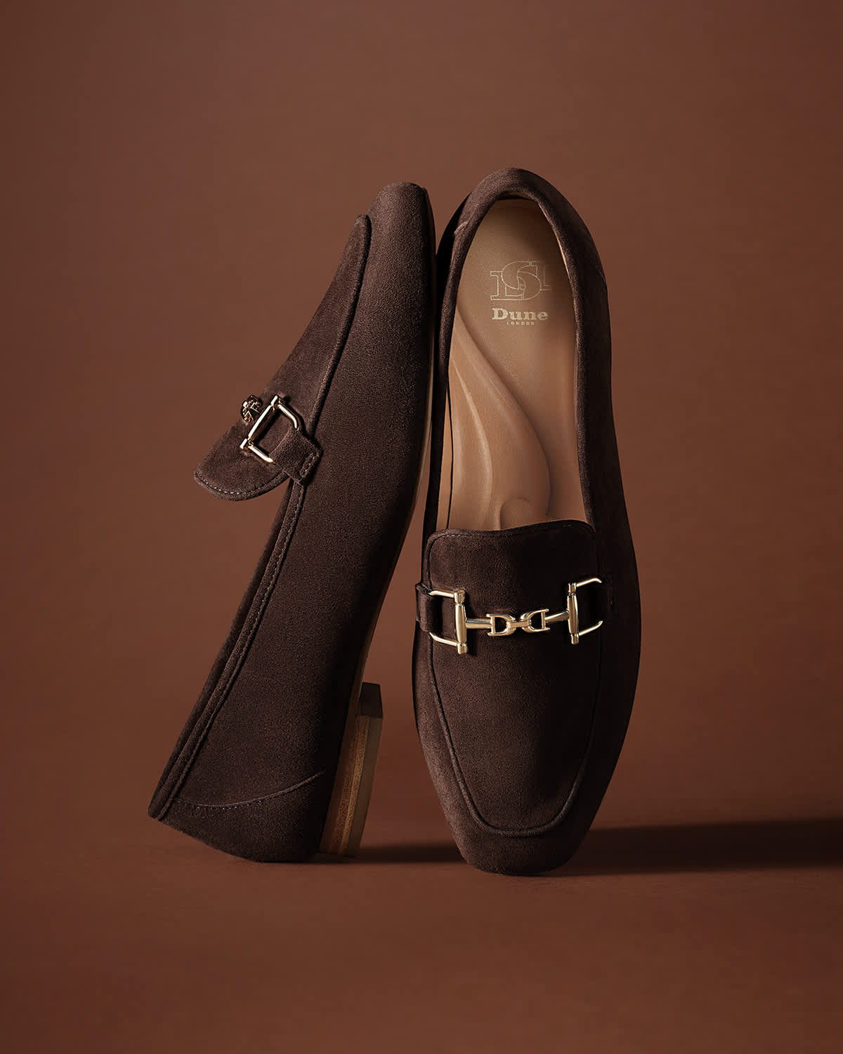 Dune London AW25 Loafer styles Grained in brown suede 